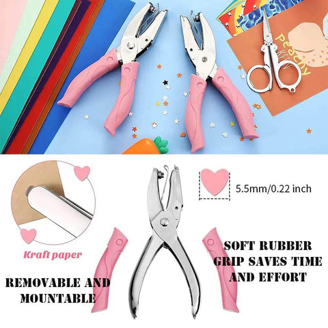 Heart Shaped Paper Punch Handheld Perforator For DIY Crafts And Scrapbooks Labels And Cards With Soft Grip Non Slip Handle