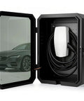 Heavy Duty Ev Charger Lock Box And Outdoor Wall Enclosure With Ip65 All Season Weatherproof Steel Case, showcasing a level two plug inside.