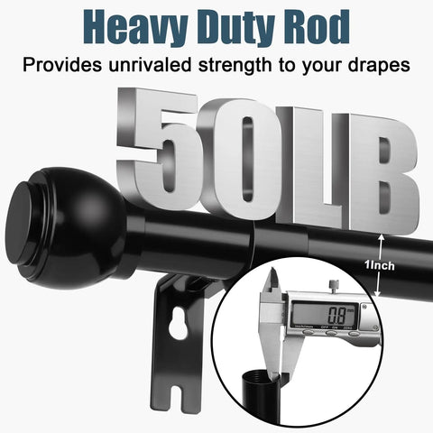 Telescoping Curtain Rod For 66 To 120 Inches With 1 Inch Steel Rod Holds Up To 50 Pounds No Fuss Easy Install Brackets Included