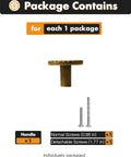 Package contents: Antique Brass Cabinet Knobs 10 Pack Vintage Flat Drawer Pulls hardware, one handle, and two screws.