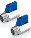Two Pack Half Inch Mini Ball Valve 304 Stainless Steel Water Flow Control Built Tough Male To Female NPT Threads With Quarter Turn Shut Off Drain Valve