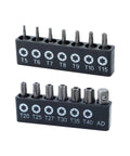 Rotation 14-Piece Tamper-Resistant Torx Bit Set, Chrome Vanadium Steel, 1/4-in Hex Shank, two-row T5-T15 and T20-T40