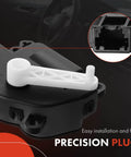 Front view: A-Premium HVAC heater blend door actuator for Ford Mustang 2005–2009, white plastic, Replace# 6R3Z19E616A.