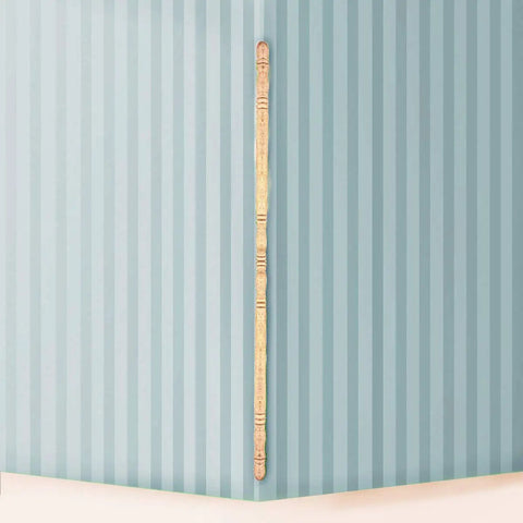 Beechwood Corner Guards 39 1/4 Inch Edge Protectors for Walls installed on a striped corner wall