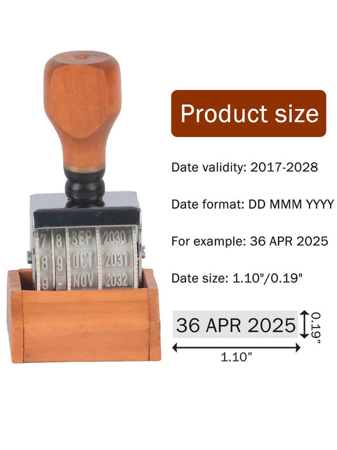 Kickin Retro Wooden Roller Date Stamp With Sleek Grip And Clean Roll On Ink System delivers clear date marks size 1.10" x 0.19".