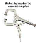Pack Of 3 Heavy Duty Locking Clamps Pliers For A Rock Solid Grip In Woodworking, Metal Fabrication And Repairs, close-up of clamp