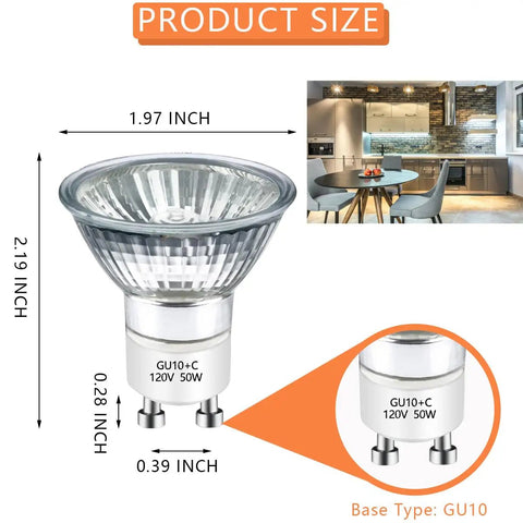 Warm White GU10 Candle Warmer Bulbs 120V 50W Dimmable 2700K Instant On For Scented Wax Warmer Fragrance Melt And Wax Melt Burner Great For Home Decor