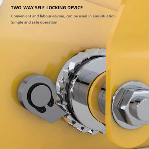 Close-up of two-way self-locking gear on Heavy Duty Hand Winch 2425 Lb 1100 Kg Manual Two Way Self Locking With 30 M Wire 98.4 Ft