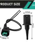 Kick Your Climate Game Up With This Outside Ambient Air Temperature Sensor Connector Plug And Wire Harness Kit For Mercedes Models Quick Hookup Straight Up Reliable Smooth Cabin Control Built To Last On Long Drives with two pieces showing size dimensions.
