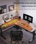 Heavy Duty Electric Height Adjustable Standing Desk Featuring Smooth Glide Motors And Rock Solid L Shaped Corner Build For A Sick Home Office Workstation Upgrade That Guarantees Zero Stress with dual monitors and 200kg load capacity.
