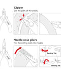 Two Pack Mini Flat Nose Pliers Nippers DIY Tool Set For 3D Metal Model Kits And Jigsaw Puzzles with clippers and needle nose diagrams