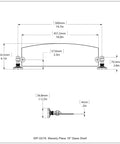 Technical drawing of Waverly Place 18 Inch Glass Shelf In Satin Brass With Concealed Mounting, showing dimensions.