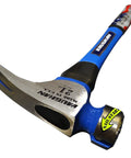 California Framer Fiberglass Hammer With Milled Face, 21-Ounce Weight, featuring blue handle and claw, front view, Made In USA.