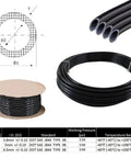 Diagram and coil of 3 Eighth Inch OD 100 Foot Black SAE J844 Nylon Air Brake Tubing DOT Approved for Trailer and Truck Pneumatic Systems