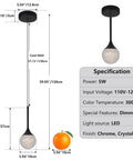 Lit Cylinder Bubble Crystal Pendant Lights LED Hanging Ceiling Fixtures dimensions and specs for kitchen island and dining room.