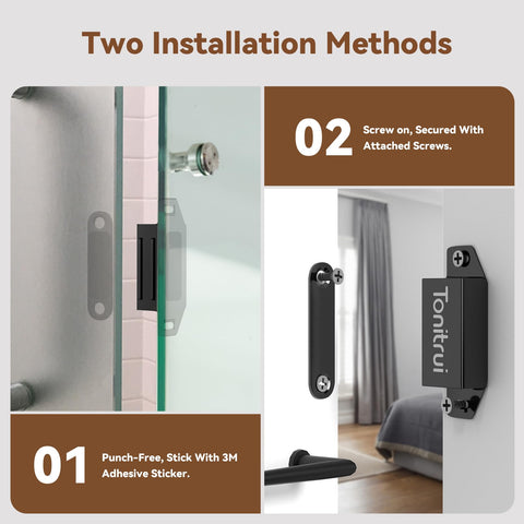 Flat Bottom Cabinet Magnetic Catch With Adhesive Easy One Minute Install No Screws 35Lb Hold For Cabinet Doors And Drawers Black 8 Pack Strong Stick On Magnetic Latch For Metal Glass Marble Surfaces