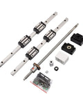 Two Pack 200mm Linear Guide Rail Kit With Four Bearing Blocks, Plus One 200mm SFU1204 Ball Screw for CNC and 3D Printers.