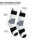 Top Shelf Black And White Piano Plate Grid Athletic Socks Engineered For The Daily Grind with size dimensions shown