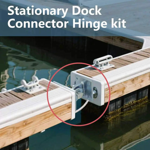 Floating Dock Hinge Kit Built Tough In Galvanized Steel Connector Brackets 2 Pack With Thick 6mm Steel installed on dock
