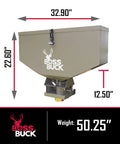 ATV Broadcast Spreader With Wireless Control And Adjustable Flow 80 Lb Capacity dimensions and weight details