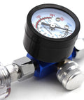 One Quarter Inch Spray Paint Air Pressure Regulator Mounted With Precision Gauge for consistent flow in cabinet finishing.