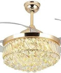 42 Inch Retractable Reversible Ceiling Fan Two In One Chandelier With Remote Control LED Light Invisible Hugger Style Ceiling Fan