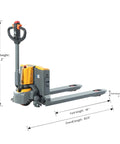 Powerful 3300 Lb Full Electric Pallet Jack With Li Ion Battery, 48.1" height, 65" overall length, maneuverable design for easy handling.