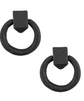 Black Cast Iron Cabinet Drawer Ring Pull, Mission Style Antique Drop, 1-7/8 Inch Swing Ring, Rust-Resistant Powder Coat Finish, in set of 2