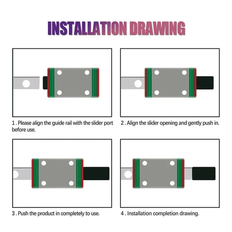 Installation drawing for 1 Rail And MGN12C Block Linear Slide Set For 3D Printers And CNC Projects 550mm Long