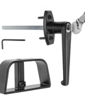 Heavy Duty Shed Door Latch L-Handle Lock Kit with 2 Keys for Barn Doors, 4 1/2 Inch Stem, Chrome Plated Zinc Alloy