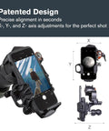 NexYZ Universal Smartphone Adapter For Telescope Binoculars And Spotting Scopes With 3 Axis Alignment attached to telescope