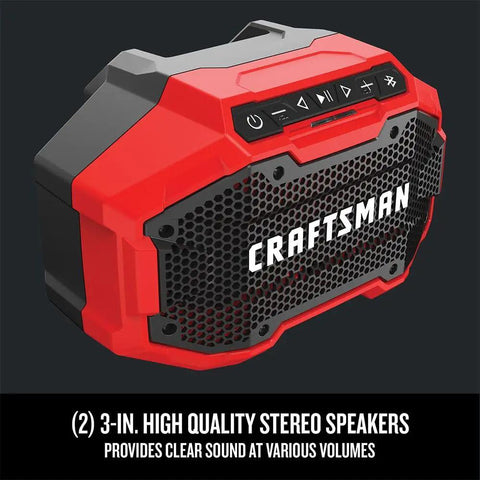 Red V20 Wireless Bluetooth Speaker with Dual 3-Inch Stereo Drivers, cordless or plug-in power, 100 ft range for on-the-go use