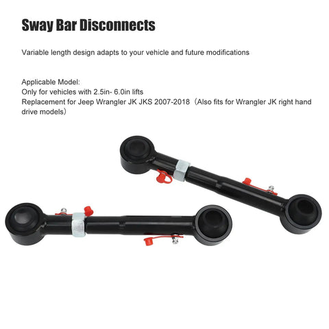 Front Sway Bar Quick Disconnect System for Jeep Wrangler JK 2007-2018 with stainless steel tapered mounting posts