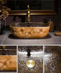 Slick Above Counter Bathroom Vessel Sink 16 Inch Rectangular Porcelain Basin With Tough Baked On Glaze And Fresh Vintage Countertop Bowl, floral design.