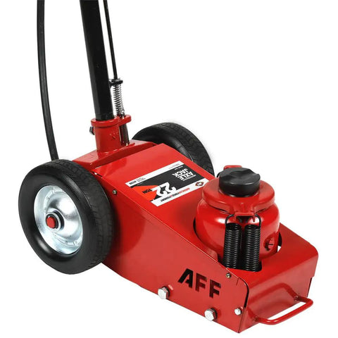 Heavy Duty 22 Ton Axle Jack With Single Stage Air Assist Hydraulic Truck Lift And Three Piece Extension Kit Boasts High Speed Air Motor Slick Rubber Wheels Plus Dead Easy Locking Handle For No Sweat Daily Shop Work