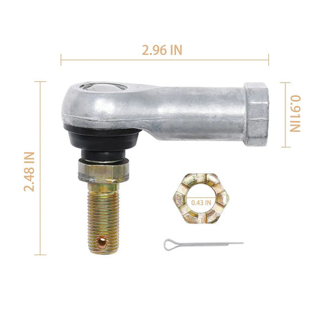 Honda Foreman Tie Rod End Kit For 1997-2017 ATV 400 450 500 Bolt-On Direct Fit Easy Install Replacement Ball Joints, OE Spec Quality, Long-Lasting Steering Linkage Upgrade. silver tie rod end with nut and cotter pin, 2.96 in