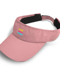 Cooling Fashion Cap For Men Dope Pink Athletic Visor Hat With Adjustable Buckle, side view with embroidered design.