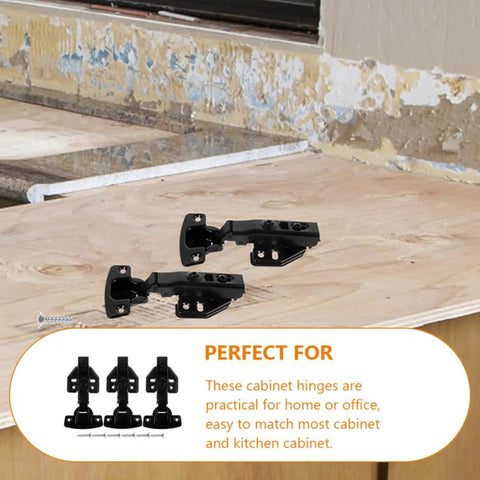 3 Pack Black Stainless Steel Cabinet Hinges For Frameless Cabinets Full Overlay Concealed Design Self Closing And Quiet Operation