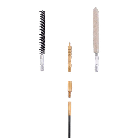Pro Grade Airgun Cleaning Kit For.177 And.22 Calibers With brushes, cotton mop, brass jags, flex cable components shown separately