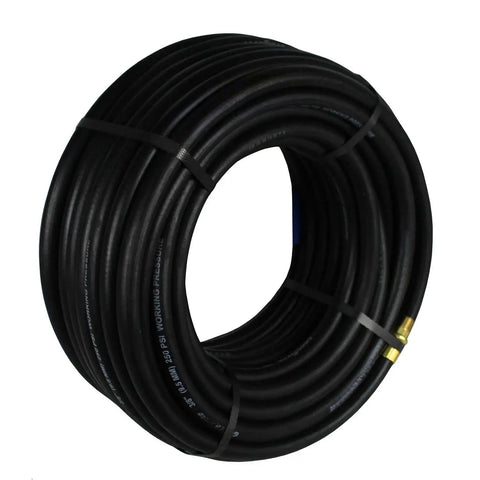 100 Foot Heavy Duty Badass Rubber Air Hose 3/8 Inch NPT Fitting 250 PSI Rated Kink Resistant Flexible EPDM Pipe For Air Compressor And Tools Garage Shop Industrial Sick Premium Quality Workhorse Gear No BS Durability coiled black hose