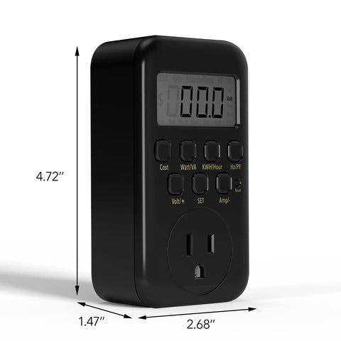Handy LCD Plug In Power Meter With Digital Display, Wall Socket Watt Meter For Voltage And Amps, Track Electricity Usage And Costs, 9 Display Modes For Easy Energy Saving, No Fuss Home Power Monitor