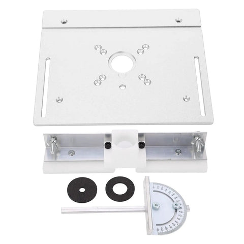 Heavy Duty Aluminum Router Lift System Kit With Precision Table Insert Plate For Woodworking Shops solid insert plate with depth adjustment scale.