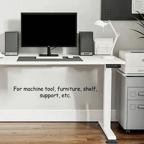 Heavy Duty Swivel Leveling Mounts With Tough Adjustable Furniture Feet Bringing Rock Solid Stability And Knocked Out Wobble Featuring Round M8 Base Durable Alloy Steel Nylon Rubber Design Perfect For Tables Chairs And Shelving Includes Two Piece Set on a workspace with a computer and speakers.