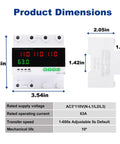 63A 110/120V Triple Power Automatic Transfer Switch For Seamless Backup Power Switching Between Utility Power, Generator, And Inverter With Overcurrent, Overvoltage, And Undervoltage Protection, front view with dimensions