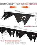 Diagram showing adjustable Two Pack Stove Gap Covers from 13.8 to 27.6 inches for between stove and counter, easy clean heat resistant.