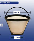 Reusable No 4 Cone Style Coffee Filter For Cuisinart Machines And Brewers Made In USA To Brew Richer Flavor Coffee Dimensions