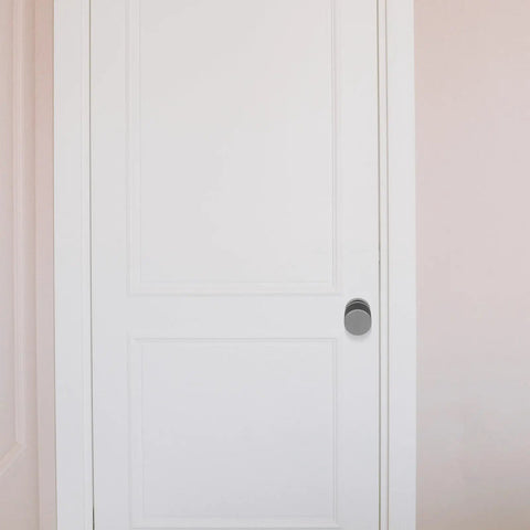 Heavy Duty Single Cylinder Deadbolt Lock With Slick Compact Ball Knob For Bedroom Doors on a white door.