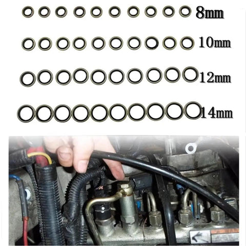 Heavy Duty Diesel Fuel Line Sealing Washers Kit For Dodge Cummins 5.7L 5.9L 6.7L Banjo Bolts 8mm 10mm 12mm 14mm Copper Gaskets