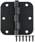 Matte Black 3.5 Inch Door Hinge Set 18 Pack Interior Hinges With Five Eighths Radius Corners Flat Iron Design Six Holes