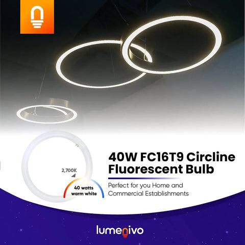 40W 16 Inch Circline Fluorescent Bulb Replacement with 4 Pin G10Q 4 Base T9 Style 2700K Warm White